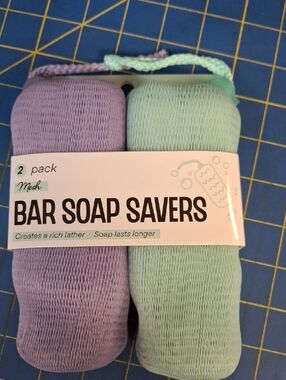 Mesh Bar Soap Savers - Lavender & Mint - 2 Pack New